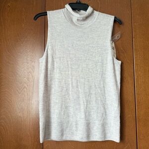 Saks Fifth Avenue Sleeveless Gray Cashmere Mock Neck Pullover NWT AS IS Gray